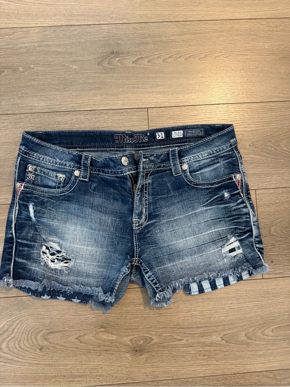 Miss Me Blue Distressed Denim Cutoff Shorts